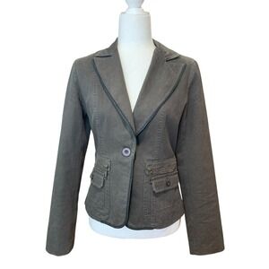 Buffalo David Bitton Blazer Women M Charcoal Olive Y2K Utility Jacket Vintage